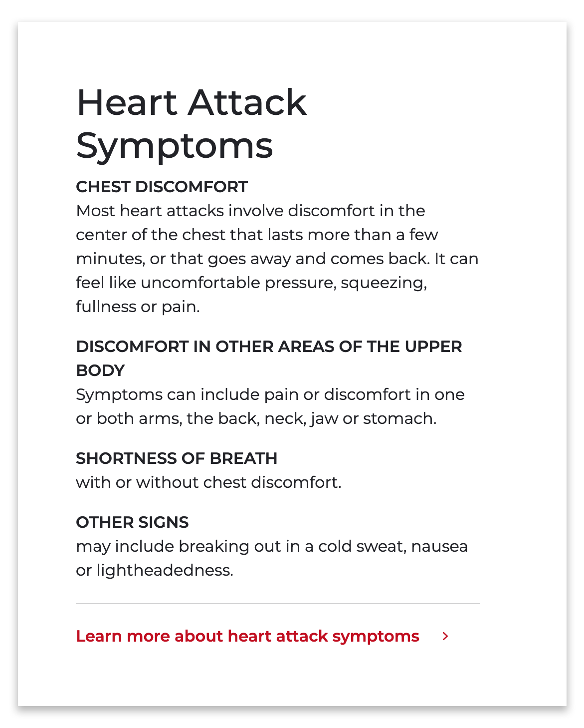 Heart Attack Symptoms | The AHA